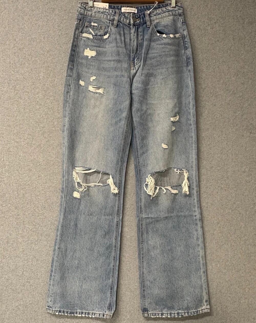 Flying Monkey 90s Flare Jeans 28 High Rise Distressed Medium Wash Y2K NWT NEW
